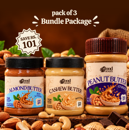 The Nut Lover's Trio - Almond (210g) + Cashew (210g) + Crunchy Peanut Butter (340g)