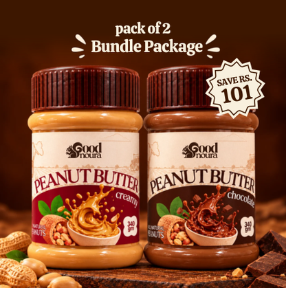 The Silky Cocoa Combo - Creamy + Chocolate Peanut Butter (340g each)