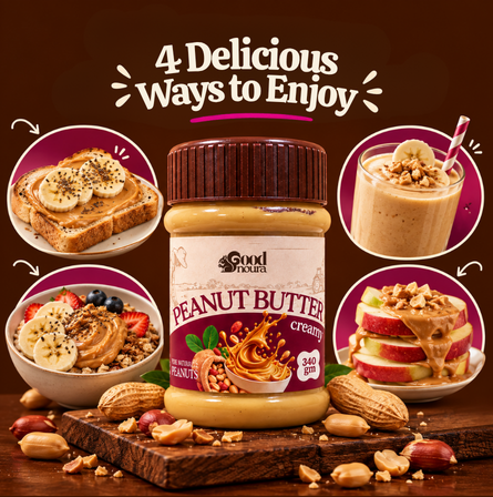 Spoonful of smooth, creamy peanut butter