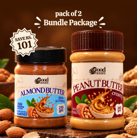 The Almond & Creamy Duo - Almond Butter (210g) + Creamy Peanut Butter (340g)